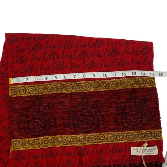 NWT Celtic Fire Aran Sweater Market Wool blend Scarf spell out unisex colorful - Picture 7 of 9